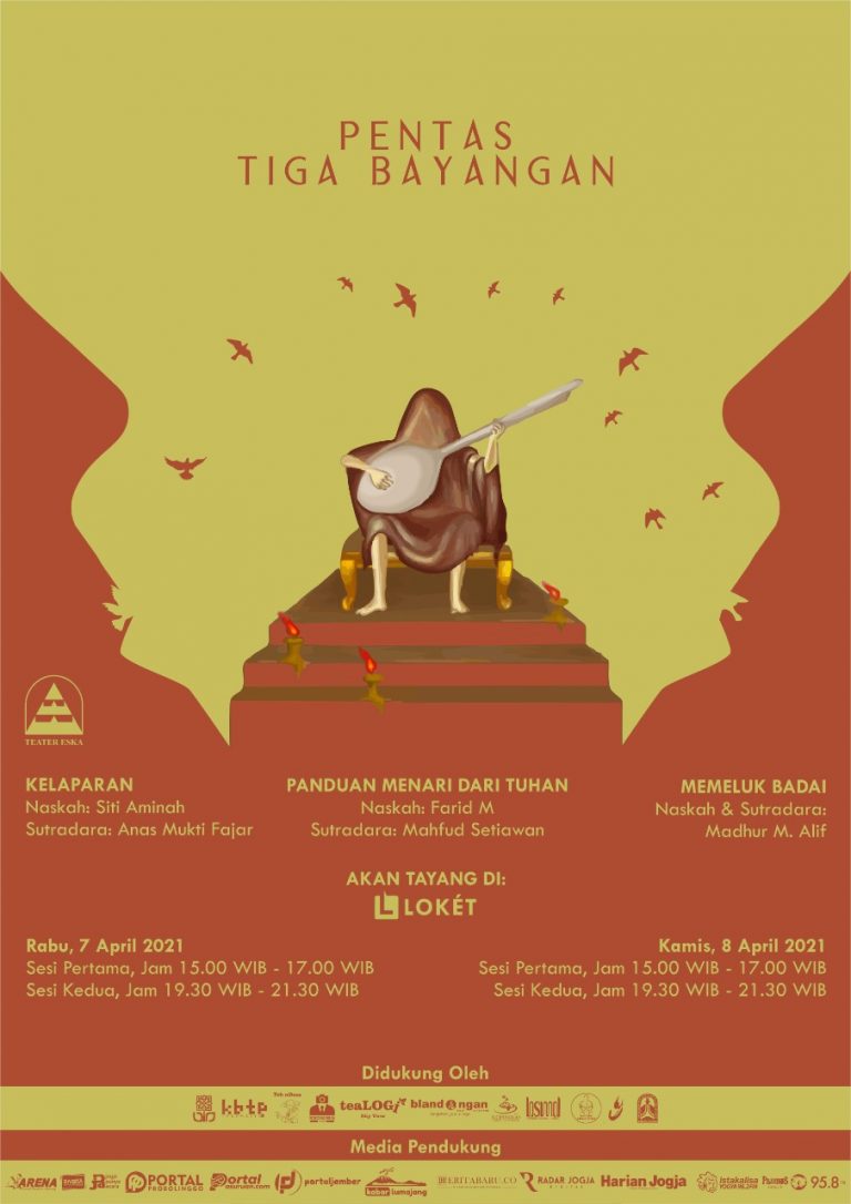 Poster Pentas Tiga Bayangan 2021, Teater ESKA. Foto : Teater ESKA