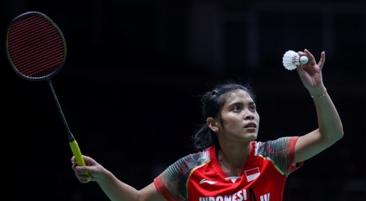 Pebulutangkis asal Indonesia Gregoria Mariska Tunjung kalahkan wakil Myanmar di Olimpiade Tokyo 2020.