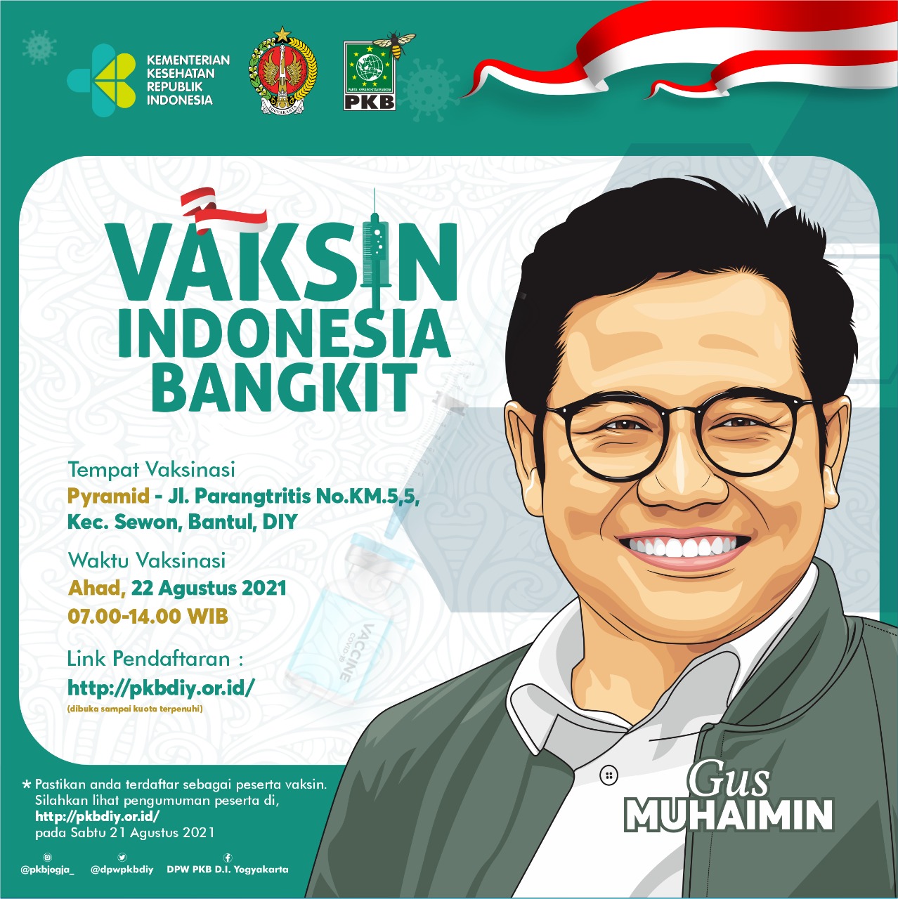 Vaksin Indonesia Bangkit oleh DPW PKB DIY, Gerbang Tani dan Kemenkes.