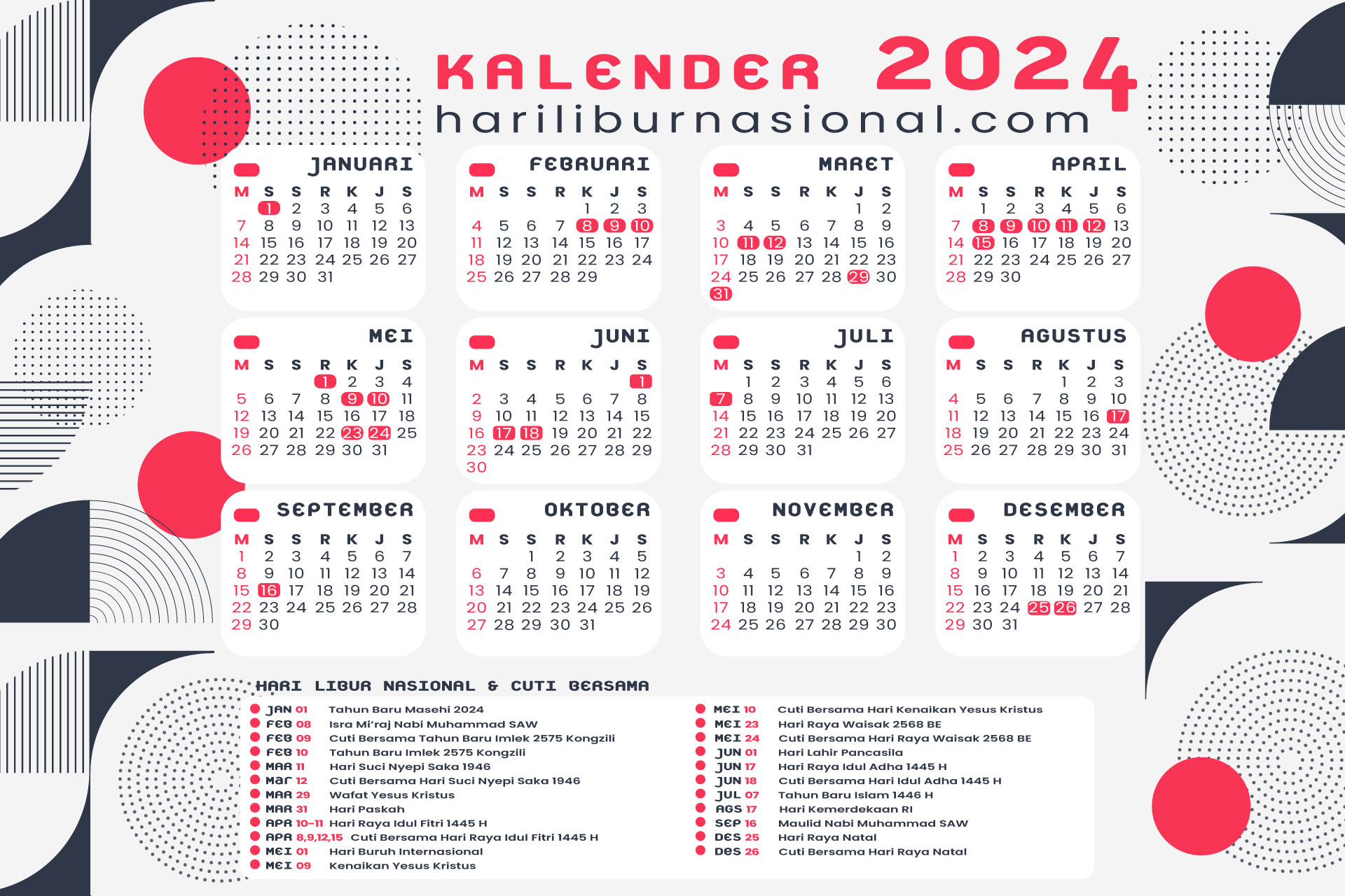 Byebye 2023!!! Ini Daftar Hari Libur Nasional Tahun 2024 Menurut SK 3